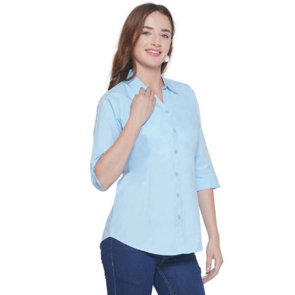 Regular Fit Solid 3/4 Formal Shirt For Women