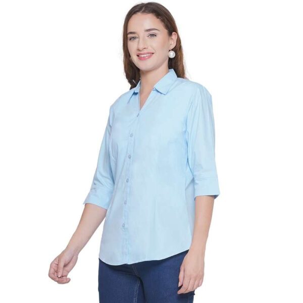 Regular Fit Solid 3/4 Formal Shirt For Women