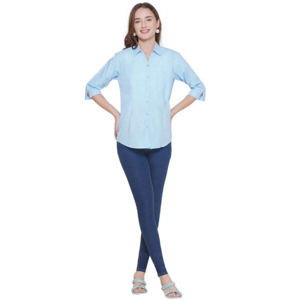 Regular Fit Solid 3/4 Formal Shirt For Women