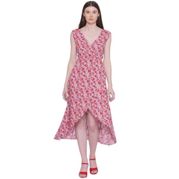 Women’s Floral Print Wrap V Neck Dress
