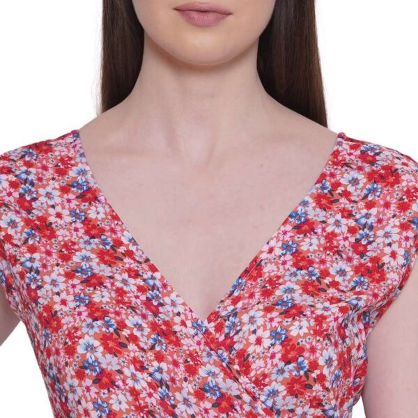 Women’s Floral Print Wrap V Neck Dress