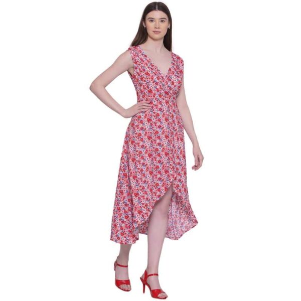Women’s Floral Print Wrap V Neck Dress