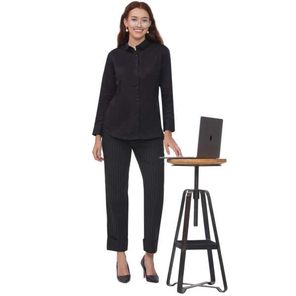 Women’s 100% Cotton Full Sleeve Spread Collar Solid Formal Shirt