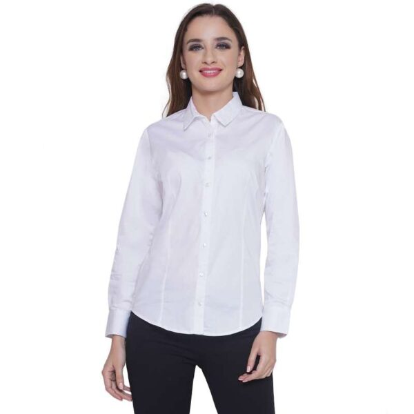 Women’s 100% Cotton Full Sleeve Spread Collar Solid Formal Shirt
