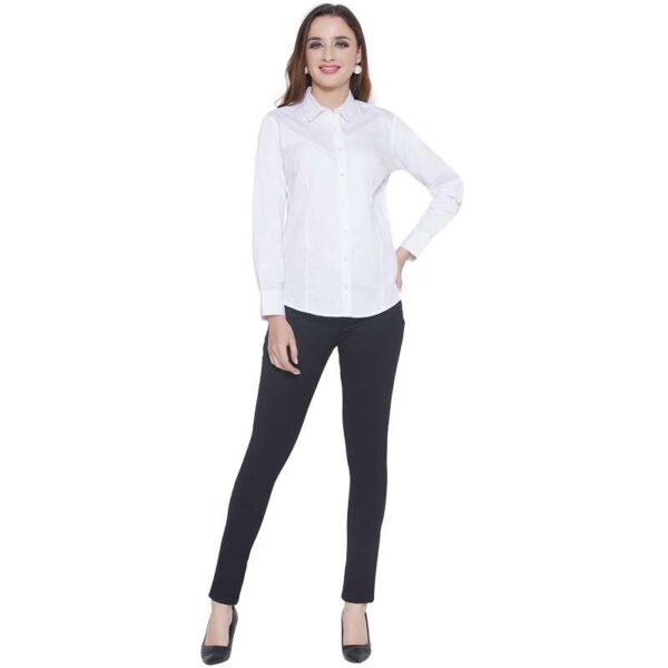 Women’s 100% Cotton Full Sleeve Spread Collar Solid Formal Shirt