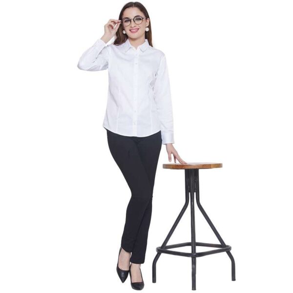 Women’s 100% Cotton Full Sleeve Spread Collar Solid Formal Shirt