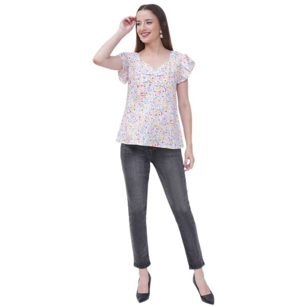 Women's Casual Cap Sleeve Deep Neck Crop Tunic Top