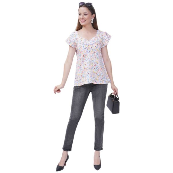 Women's Casual Cap Sleeve Deep Neck Crop Tunic Top