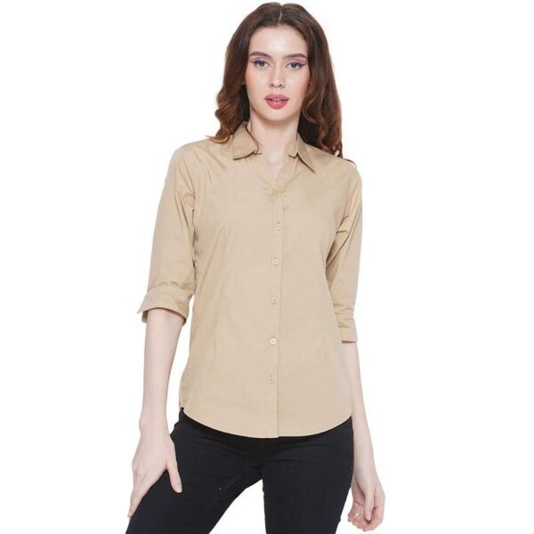 Regular Fit Solid 3/4 Formal Shirt For Women