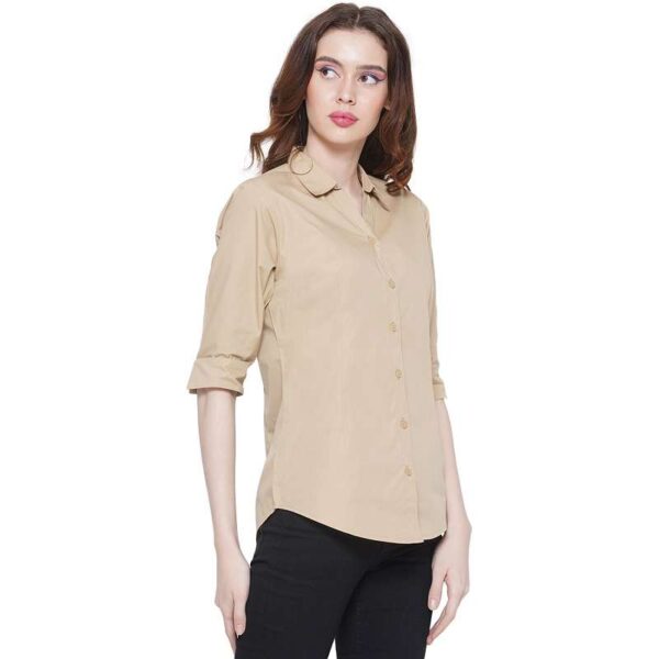 Regular Fit Solid 3/4 Formal Shirt For Women