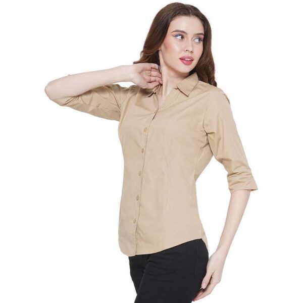 Regular Fit Solid 3/4 Formal Shirt For Women