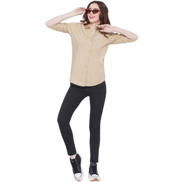 Regular Fit Solid 3/4 Formal Shirt For Women
