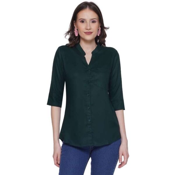 Women's Rayon 3/4th Sleeve Solid Casual Shirt