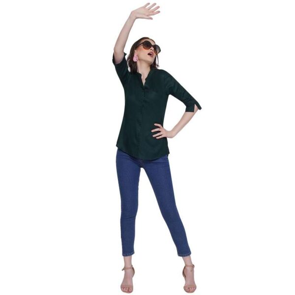 Women's Rayon 3/4th Sleeve Solid Casual Shirt