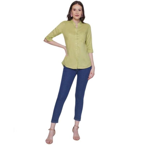 Women's Rayon 3/4th Sleeve Solid Casual Shirt