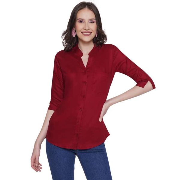 Women's Rayon 3/4th Sleeve Solid Casual Shirt