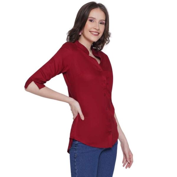 Women's Rayon 3/4th Sleeve Solid Casual Shirt