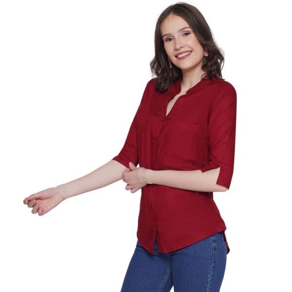 Women's Rayon 3/4th Sleeve Solid Casual Shirt