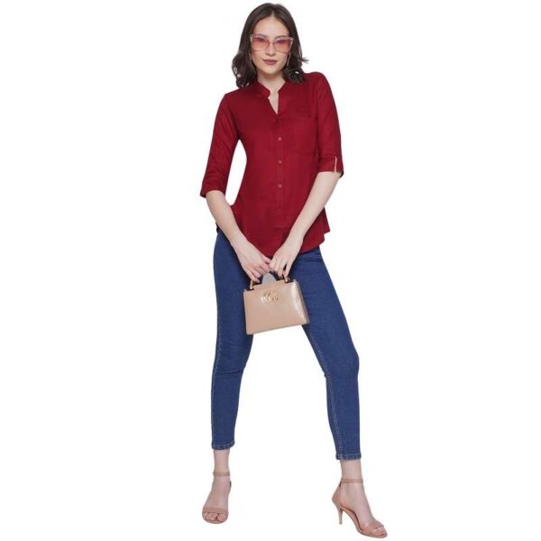 Women's Rayon 3/4th Sleeve Solid Casual Shirt