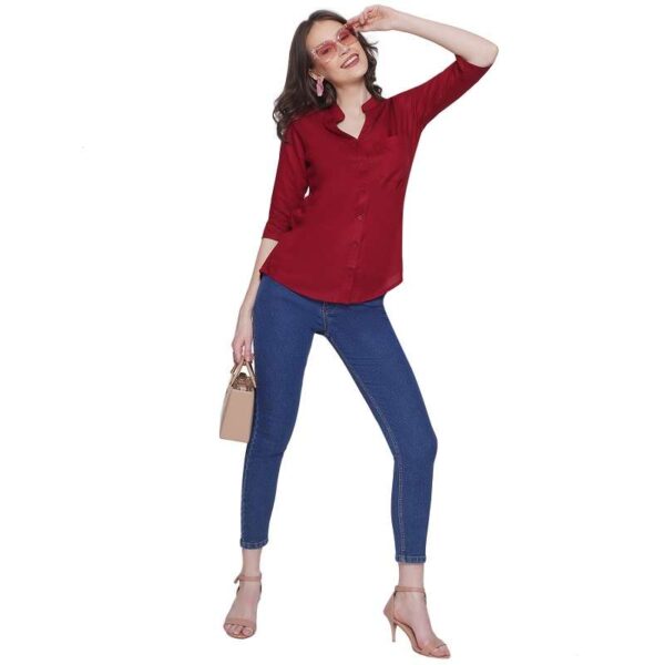 Women's Rayon 3/4th Sleeve Solid Casual Shirt