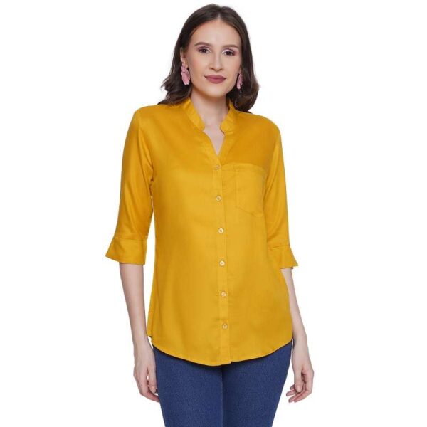 Women's Rayon 3/4th Sleeve Solid Casual Shirt