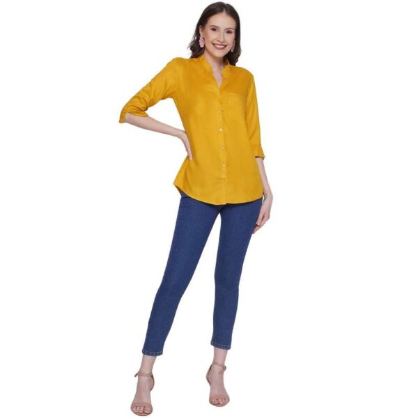 Women's Rayon 3/4th Sleeve Solid Casual Shirt