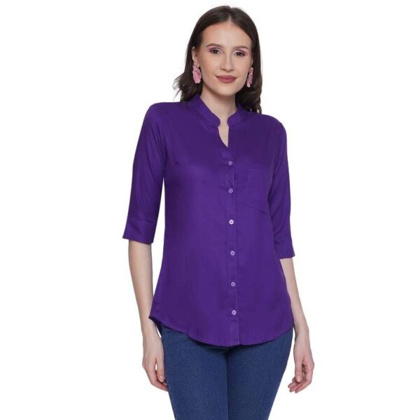 Women's Rayon 3/4th Sleeve Solid Casual Shirt