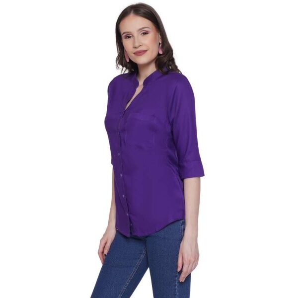 Women's Rayon 3/4th Sleeve Solid Casual Shirt