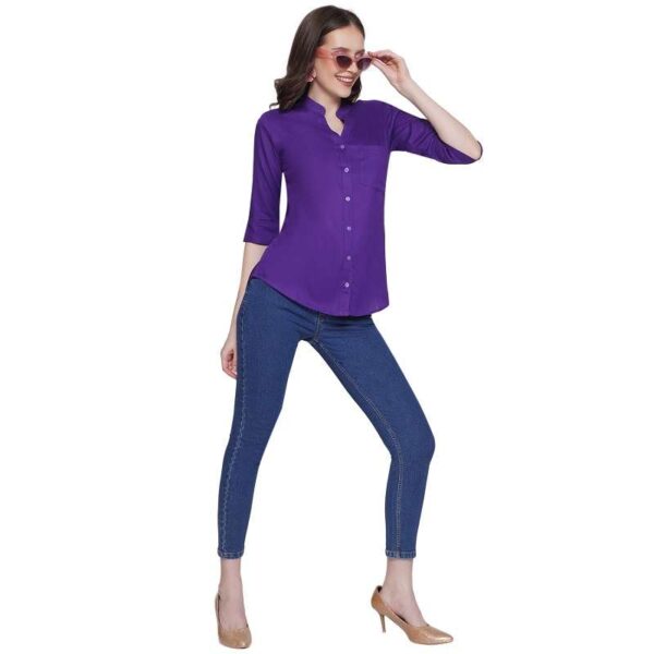 Women's Rayon 3/4th Sleeve Solid Casual Shirt