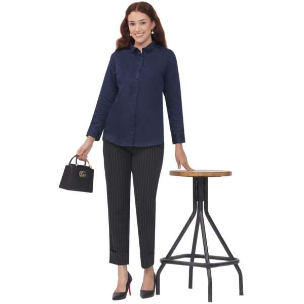 Women’s 100% Cotton Full Sleeve Spread Collar Solid Formal Shirt