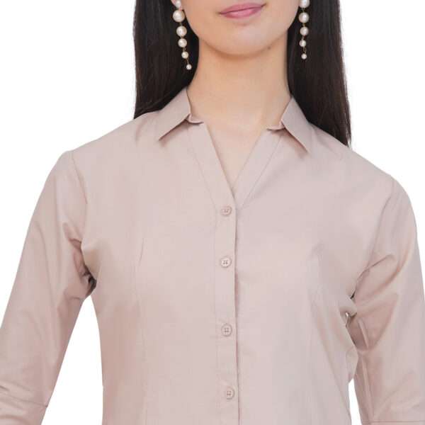 Regular Fit Solid 3/4 Formal Shirt For Women