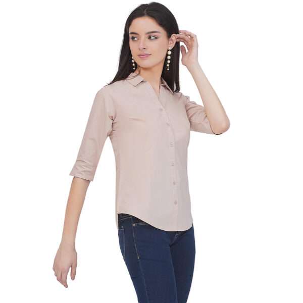 Regular Fit Solid 3/4 Formal Shirt For Women
