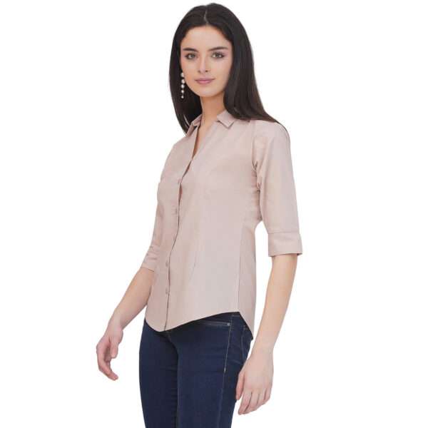 Regular Fit Solid 3/4 Formal Shirt For Women