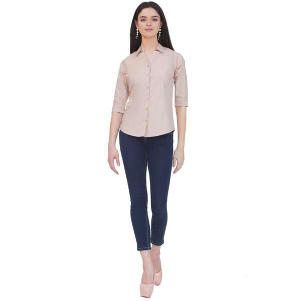 Regular Fit Solid 3/4 Formal Shirt For Women
