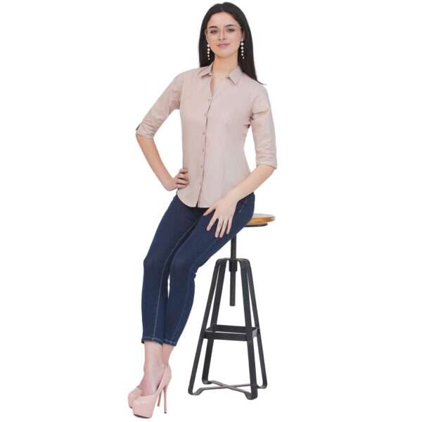 Regular Fit Solid 3/4 Formal Shirt For Women